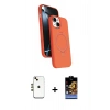 MARSİLYAN™- iPhone 14 Kılıf İz Işık Koleksiyonu - Siyah Buffer Hayalet Cam Ekran Koruyucu + Shine Kamera Lens - GD