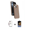 MARSİLYAN™- iPhone 14 Kılıf İz Işık Koleksiyonu - Siyah Buffer Hayalet Cam Ekran Koruyucu + Shine Kamera Lens - KI