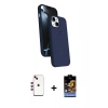 MARSİLYAN™- iPhone 14 Kılıf İz Işık Koleksiyonu - Siyah Buffer Hayalet Cam Ekran Koruyucu + Shine Kamera Lens - KI