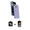 MARSİLYAN™- iPhone 14 Kılıf İz Işık Koleksiyonu - Siyah Buffer Hayalet Cam Ekran Koruyucu + PVD Metal Kamera Lens - MI