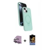 MARSİLYAN™- iPhone 14 Kılıf İz Işık Koleksiyonu - Siyah Buffer Hayalet Cam Ekran Koruyucu + Raze Metal Kamera Lens - MR
