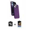 MARSİLYAN™- iPhone 14 Kılıf İz Işık Koleksiyonu - Siyah Buffer Hayalet Cam Ekran Koruyucu + PVD Metal Kamera Lens - YL