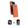 MARSİLYAN™- iPhone 14 Kılıf İz Işık Koleksiyonu - Siyah Buffer Hayalet Cam Ekran Koruyucu + PVD Metal Kamera Lens - YL