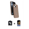 MARSİLYAN™- iPhone 14 Kılıf İz Işık Koleksiyonu - Siyah Buffer Hayalet Cam Ekran Koruyucu + PVD Metal Kamera Lens - YL
