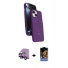 MARSİLYAN™- iPhone 14 Kılıf İz Işık Koleksiyonu - Siyah Buffer Hayalet Cam Ekran Koruyucu + Raze Metal Kamera Lens - SH