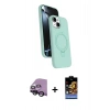 MARSİLYAN™- iPhone 14 Kılıf İz Işık Koleksiyonu - Siyah Buffer Hayalet Cam Ekran Koruyucu + Raze Metal Kamera Lens - SH