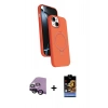 MARSİLYAN™- iPhone 14 Kılıf İz Işık Koleksiyonu - Siyah Buffer Hayalet Cam Ekran Koruyucu + Raze Metal Kamera Lens - SH