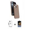 MARSİLYAN™- iPhone 14 Kılıf İz Işık Koleksiyonu - Siyah Buffer Hayalet Cam Ekran Koruyucu + Shine Kamera Lens - GD