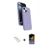 MARSİLYAN™- iPhone 14 Kılıf İz Işık Koleksiyonu - Siyah Buffer Hayalet Cam Ekran Koruyucu + Diamond Kamera Lens - SABE