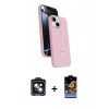 MARSİLYAN™- iPhone 14 Kılıf İz Işık Koleksiyonu - Siyah Buffer Hayalet Cam Ekran Koruyucu + PVD Metal Kamera Lens - SH