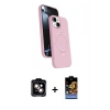 MARSİLYAN™- iPhone 14 Kılıf İz Işık Koleksiyonu - Siyah Buffer Hayalet Cam Ekran Koruyucu + PVD Metal Kamera Lens - TU