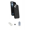 MARSİLYAN™- iPhone 14 Kılıf İz Işık Koleksiyonu - Siyah Joko Magic 5D Cam + Diamond Kamera Lens - SABE