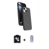 MARSİLYAN™- iPhone 14 Kılıf İz Işık Koleksiyonu - Siyah Joko Magic 5D Cam + PVD Metal Kamera Lens - GS