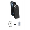 MARSİLYAN™- iPhone 14 Kılıf İz Işık Koleksiyonu - Siyah Joko Magic 5D Cam + Gümüş Shine Kamera Lens