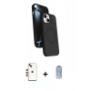 MARSİLYAN™- iPhone 14 Kılıf İz Işık Koleksiyonu - Siyah Joko Magic 5D Cam + Shine Kamera Lens - KI