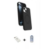 MARSİLYAN™- iPhone 14 Kılıf İz Işık Koleksiyonu - Siyah Joko Magic 5D Cam + Diamond Kamera Lens - PE