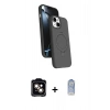 MARSİLYAN™- iPhone 14 Kılıf İz Işık Koleksiyonu - Siyah Joko Magic 5D Cam + PVD Metal Kamera Lens - TU