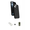 MARSİLYAN™- iPhone 14 Kılıf İz Işık Koleksiyonu - Siyah Joko Magic 5D Hayalet Cam + Diamond Kamera Lens - SABE
