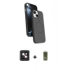 MARSİLYAN™- iPhone 14 Kılıf İz Işık Koleksiyonu - Siyah Joko Magic 5D Hayalet Cam + PVD Metal Kamera Lens - PE