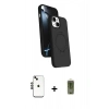 MARSİLYAN™- iPhone 14 Kılıf İz Işık Koleksiyonu - Siyah Joko Magic 5D Hayalet Cam + Shine Kamera Lens - SH