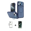 MARSİLYAN™- iPhone 14 Kılıf İz Modern Prime - Şeffaf 360 Full Body Arka Koruyucu + Shine Kamera Lens - GS