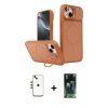MARSİLYAN™- iPhone 14 Kılıf İz Modern Prime - Şeffaf 360 Full Body Arka Koruyucu + Shine Kamera Lens - GS