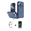 MARSİLYAN™- iPhone 14 Kılıf İz Modern Prime - Şeffaf 360 Full Body Arka Koruyucu + Shine Kamera Lens - KI