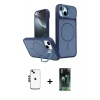 MARSİLYAN™- iPhone 14 Kılıf İz Modern Prime - Şeffaf 360 Full Body Arka Koruyucu + Shine Kamera Lens - SH