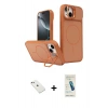 MARSİLYAN™- iPhone 14 Kılıf İz Modern Prime - Şeffaf Pasifik Cam Ekran Koruyucu + Diamond Kamera Lens - PE