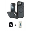 MARSİLYAN™- iPhone 14 Kılıf İz Modern Prime - Şeffaf Pasifik Cam Ekran Koruyucu + PVD Metal Kamera Lens - GS