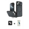 MARSİLYAN™- iPhone 14 Kılıf İz Modern Prime - Şeffaf Pasifik Cam Ekran Koruyucu + PVD Metal Kamera Lens - PE
