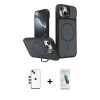 MARSİLYAN™- iPhone 14 Kılıf İz Modern Prime - Şeffaf Pasifik Cam Ekran Koruyucu + Shine Kamera Lens - KI