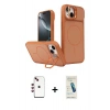MARSİLYAN™- iPhone 14 Kılıf İz Modern Prime - Şeffaf Pasifik Cam Ekran Koruyucu + Shine Kamera Lens - KI