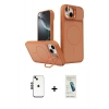 MARSİLYAN™- iPhone 14 Kılıf İz Modern Prime - Şeffaf Pasifik Cam Ekran Koruyucu + Shine Kamera Lens - SH