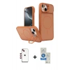 MARSİLYAN™- iPhone 14 Kılıf İz Modern Prime - Şeffaf Royal Nano Ekran Koruyucu + Shine Kamera Lens - KI