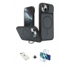 MARSİLYAN™- iPhone 14 Kılıf İz Modern Prime - Siyah 3D Antistatik Cam Ekran Koruyucu + Diamond Kamera Lens - KI