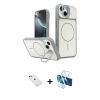 MARSİLYAN™- iPhone 14 Kılıf İz Modern Prime - Siyah 3D Antistatik Cam Ekran Koruyucu + Diamond Kamera Lens - KI
