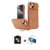 MARSİLYAN™- iPhone 14 Kılıf İz Modern Prime - Siyah 3D Antistatik Cam Ekran Koruyucu + PVD Metal Kamera Lens - TU