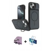 MARSİLYAN™- iPhone 14 Kılıf İz Modern Prime - Siyah 3D Antistatik Cam Ekran Koruyucu + Raze Metal Kamera Lens - MR