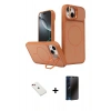 MARSİLYAN™- iPhone 14 Kılıf İz Modern Prime - Siyah 3D Antistatik Hayalet Cam Ekran Koruyucu + Diamond Kamera Lens - KI