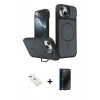 MARSİLYAN™- iPhone 14 Kılıf İz Modern Prime - Siyah 3D Antistatik Hayalet Cam Ekran Koruyucu + Diamond Kamera Lens - KI