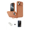 MARSİLYAN™- iPhone 14 Kılıf İz Modern Prime - Siyah 3D Antistatik Hayalet Cam Ekran Koruyucu + Diamond Kamera Lens - PE