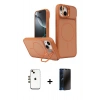 MARSİLYAN™- iPhone 14 Kılıf İz Modern Prime - Siyah 3D Antistatik Hayalet Cam Ekran Koruyucu + Shine Kamera Lens - GD
