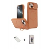 MARSİLYAN™- iPhone 14 Kılıf İz Modern Prime - Siyah Bilvis 3D Cam Ekran Koruyucu + Diamond Kamera Lens - SABE