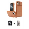 MARSİLYAN™- iPhone 14 Kılıf İz Modern Prime - Siyah Bilvis 3D Cam Ekran Koruyucu + PVD Metal Kamera Lens - MI