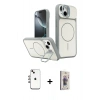MARSİLYAN™- iPhone 14 Kılıf İz Modern Prime - Siyah Bilvis 3D Cam Ekran Koruyucu + Shine Kamera Lens - GI
