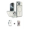 MARSİLYAN™- iPhone 14 Kılıf İz Modern Prime - Siyah Bilvis 3D Cam Ekran Koruyucu + Shine Kamera Lens - MI