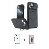 MARSİLYAN™- iPhone 14 Kılıf İz Modern Prime - Siyah Bilvis 3D Cam Ekran Koruyucu + Shine Kamera Lens - MI