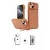 MARSİLYAN™- iPhone 14 Kılıf İz Modern Prime - Siyah Bilvis 3D Cam Ekran Koruyucu + Shine Kamera Lens - MI