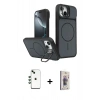MARSİLYAN™- iPhone 14 Kılıf İz Modern Prime - Siyah Bilvis 3D Cam Ekran Koruyucu + Shine Kamera Lens - YL